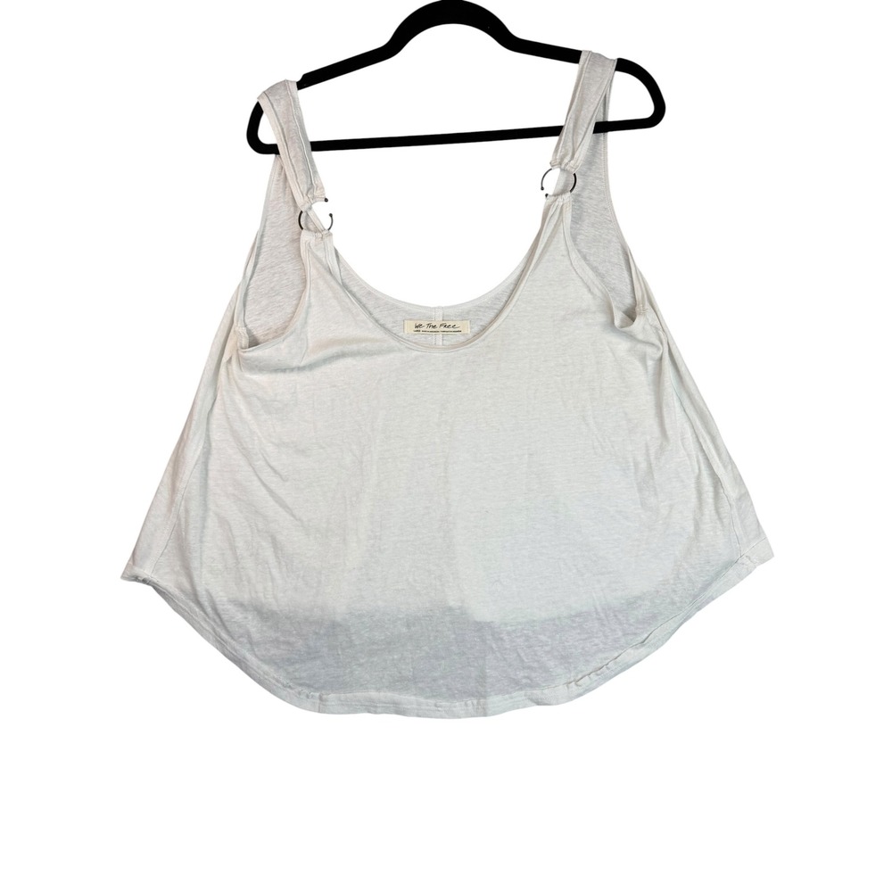 We The Free‎ Free People White Ring Detail Scoop Neck Flowy Tank Top Large